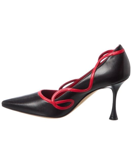 Manolo Blahnik Red Ansaki 90 Leather Pump