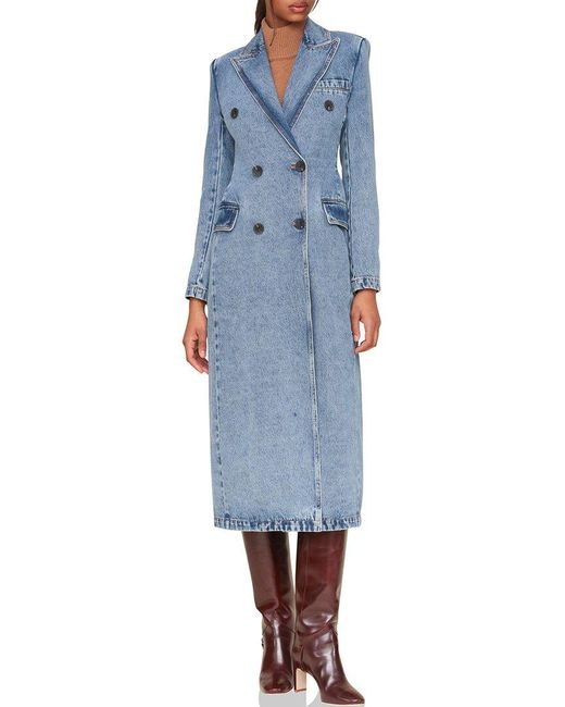 Avec Les Filles Blue Strong Shoulder Fitted Coat