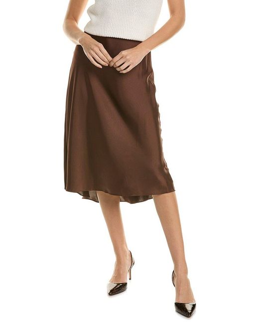 BCBGMAXAZRIA Brown Satin Midi Skirt