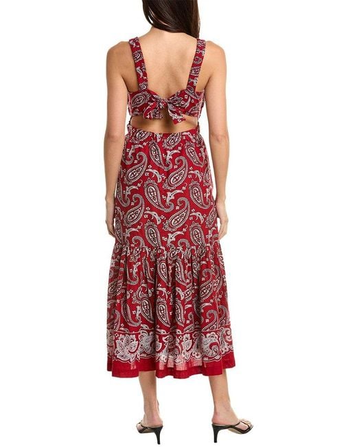 Sea Theodora Paisley Print Apron Maxi Dress in Red | Lyst Australia