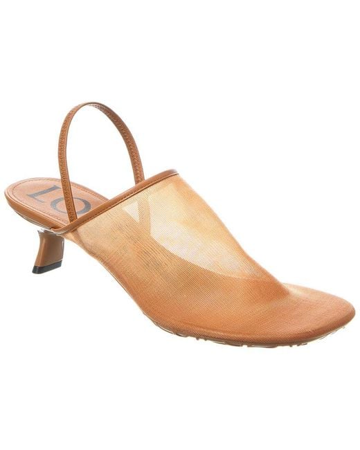 Loewe Brown Petal Mesh & Leather Slingback Pump