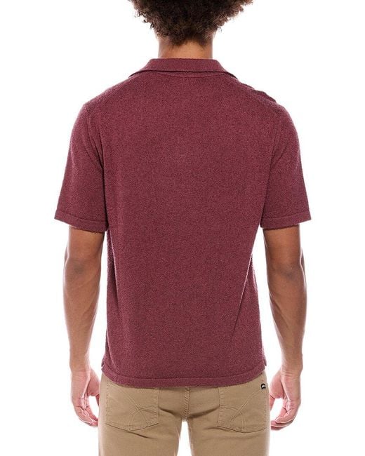 Isaia Red Silk & Cashmere-Blend Polo Sweater for men