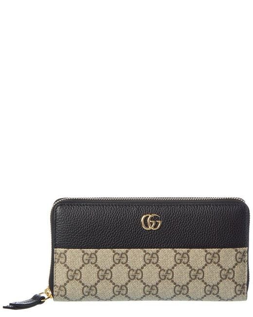 Gucci Gray Gg Marmont Gg Supreme Canvas & Leather Zip Around Wallet