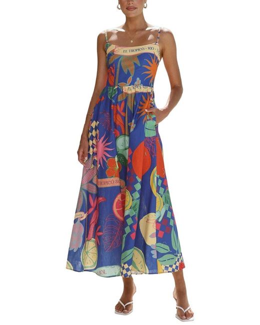 LOEY Blue Printed Midi Dress