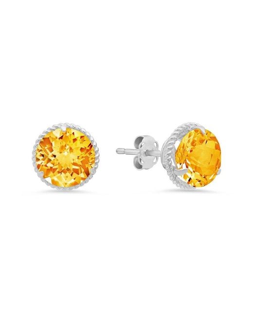 MaxColor Metallic 14k 2.90 Ct. Tw. Citrine Halo Studs
