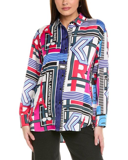 Karl Lagerfeld Red Printed Blouse