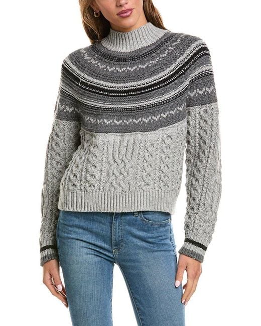 525 America Gray Cable Wool-Blend Pullover