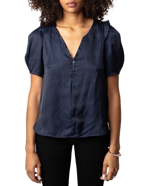 Zadig & Voltaire Blue Twity Satin Top