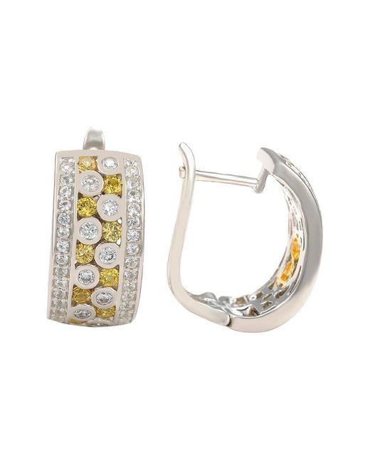 Suzy Levian Metallic Silver 0.02 Ct. Tw. Diamond & Sapphire Earrings