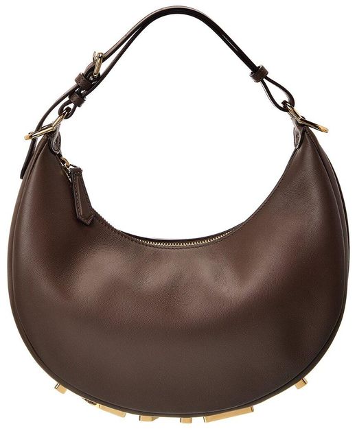 Fendi Graphy Small Leather Hobo Bag in Brown Lyst UK