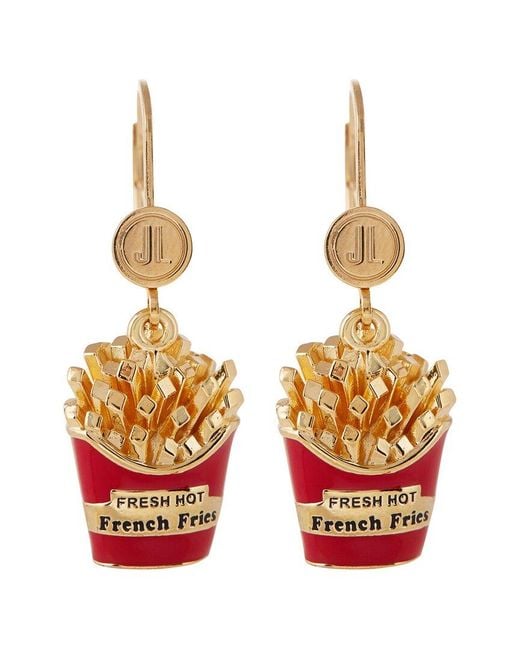 Judith Leiber 14k Over Silver Cz French Fries Earrings in White