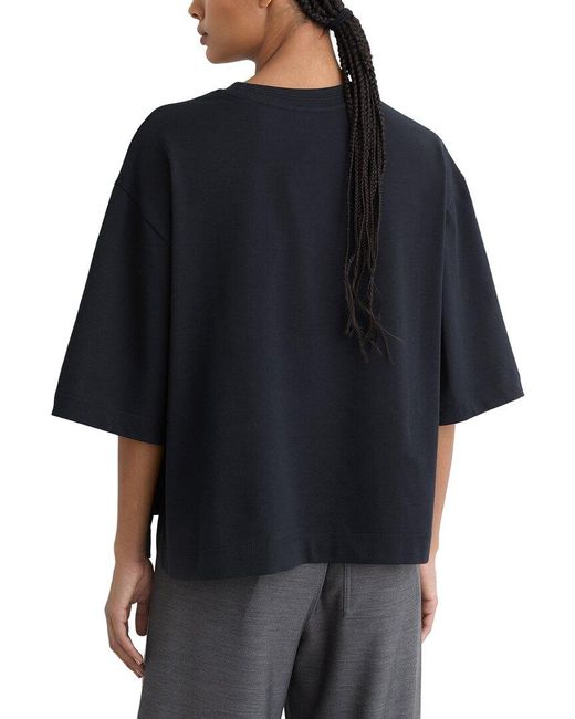 Reiss Black Lara Ribbed Neck Oversized T Shirt