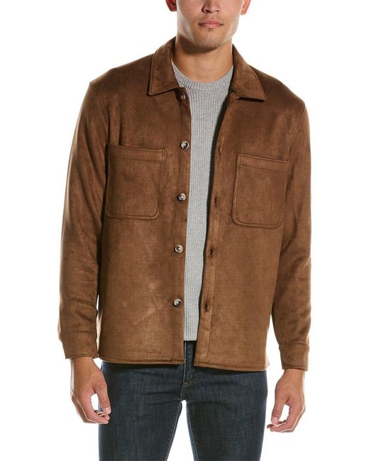 Magaschoni Brown Collared Button-down Shirt Jacket for men