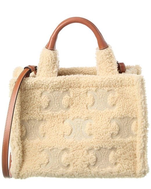 Céline Natural Cabas Small Shearling & Leather Tote