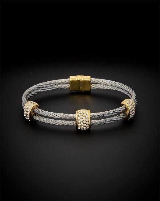 Juvell Black 18k Plated Cz Twisted Mesh Bangle Bracelet