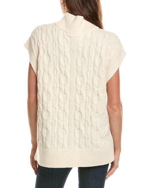 525 America Natural Wool & Cashmere-Blend Mock Neck Cable Vest