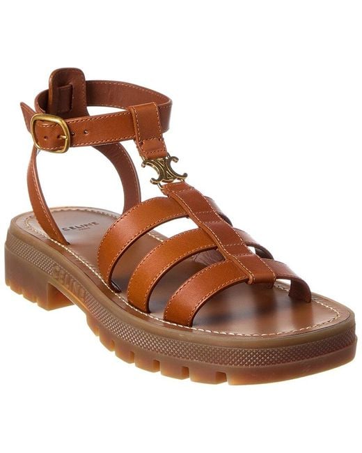 Céline Brown Clea Triomphe Leather Sandal