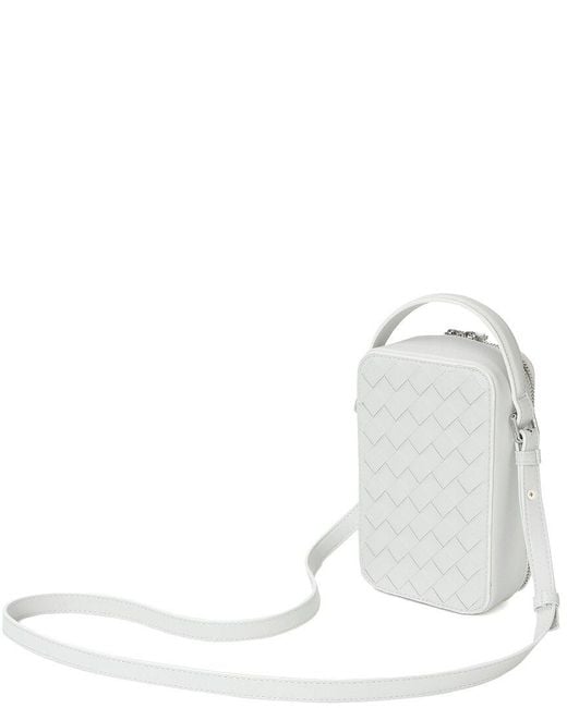 Tiffany & Fred Paris White Hand-Woven Leather Phone Bag