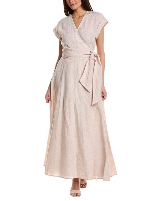 Lafayette 148 New York Pink Linen Maxi Wrap Dress
