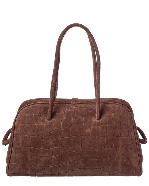 Jacquemus Brown The Turismo Large Croc-Embossed Suede Shoulder Bag