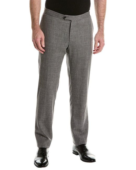 Isaia Gray Wool, Silk, & Linen-blend Trouser for men