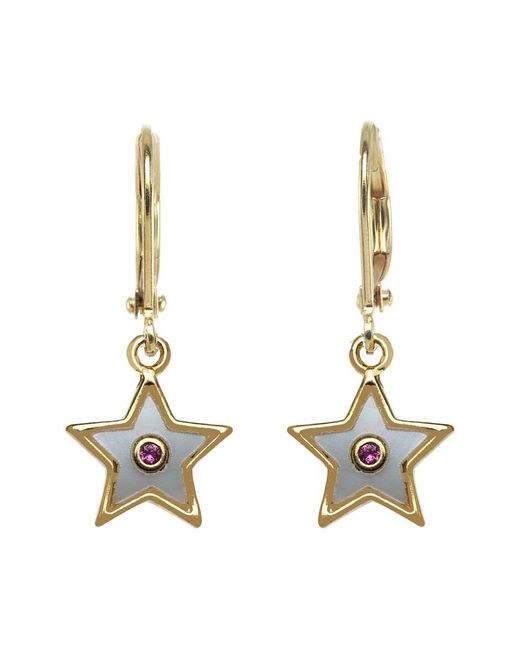 Rachel Reinhardt Jewelry Metallic Gold Filled Cz & Enamel Star Earrings