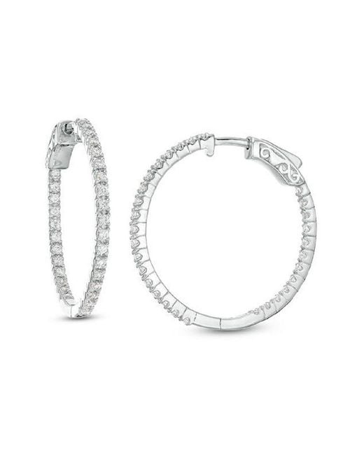 Forever Creations USA Inc. White Forever Creations 14k 0.70 Ct. Tw. Diamond Inside And Out Hoops
