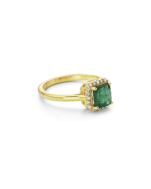 Forever Creations USA Inc. Green Forever Creations 14K 1.30 Ct. Tw. Diamond & Emerald Halo Ring