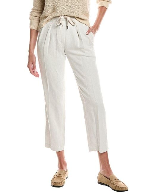 Brunello Cucinelli White Linen-Blend Pant