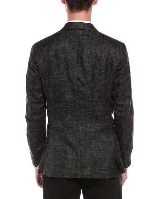 Isaia Black Silk, Cashmere, & Linen-Blend Jacket for men