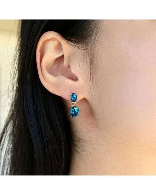 Kai Fine Jewelry Blue 14K 7.23 Ct. Tw. Diamond & London Topaz Drop Earrings