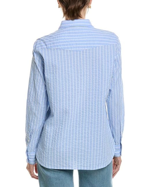 Officine Generale Blue Colombe Textured Woven Shirt