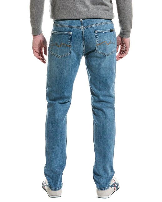 7 For All Mankind Blue Slimmy Tapered Puzzle Modern Slim Jean for men