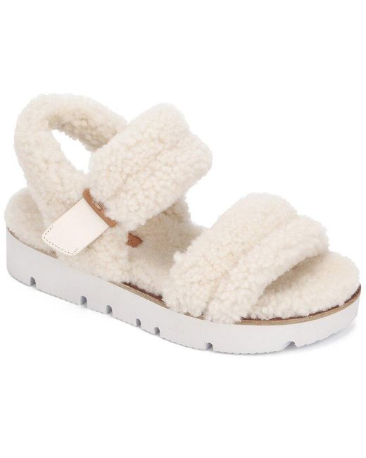 Gentle Souls White By Kenneth Cole Lavern Puff Cozy Shearling Sandal