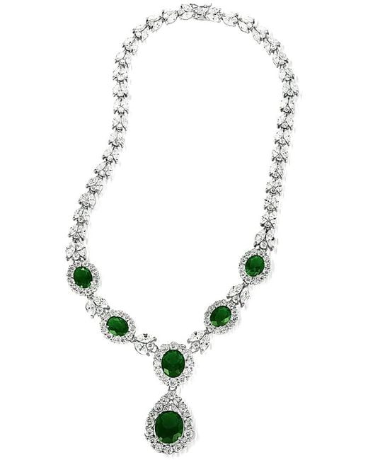 Genevive Jewelry Green Silver Necklace