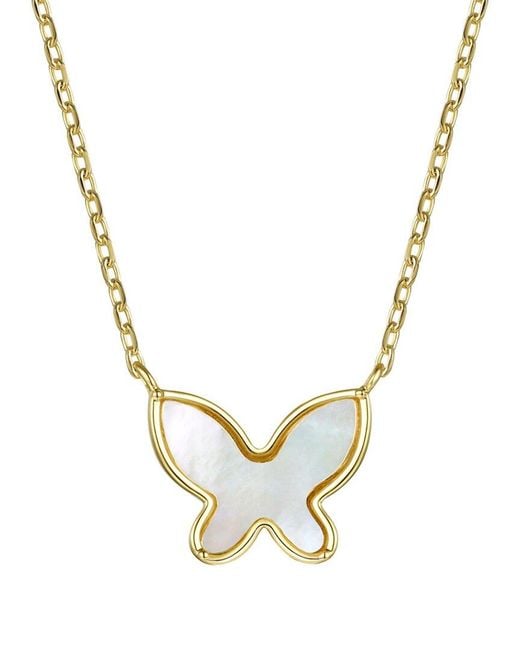 Genevive Jewelry Metallic 14k Over Silver Cz Butterfly Pendant Necklace