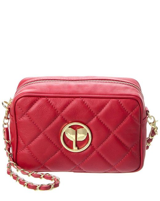 Persaman New York Red Ophelia Quilted Leather Crossbody