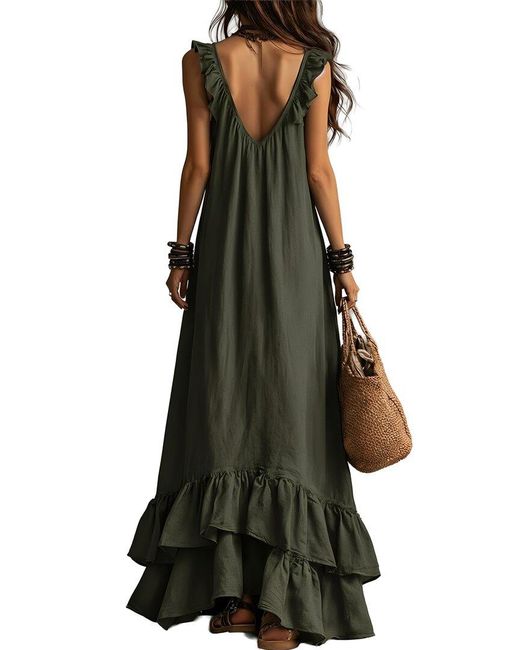 AMINA GLAM Green Maxi Dress