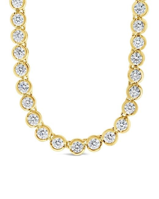 Sterling Forever Metallic 14K Plated Cz Helene Bezel Tennis Necklace