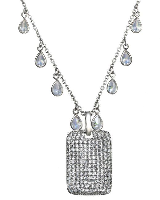 Rachel Reinhardt Jewelry Metallic Silver Cz Pendant Necklace