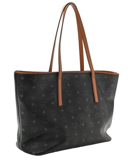 MCM Black Coated Canvas Tote