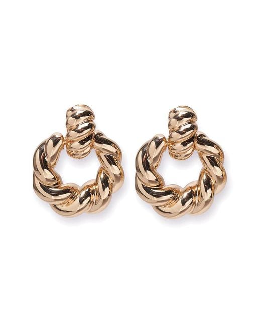 Carolina Herrera Metallic Cz Double Twist Door Knocker Earrings
