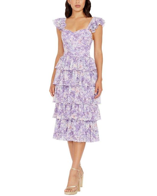 Dress the Population Purple Kristen Midi Dress