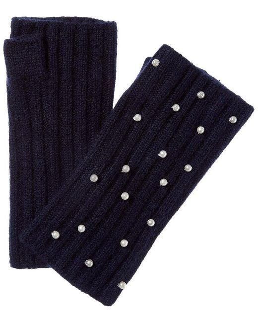 Sofiacashmere Blue Sofiacashmere 2X2 Rib Fingerless Cashmere Glove