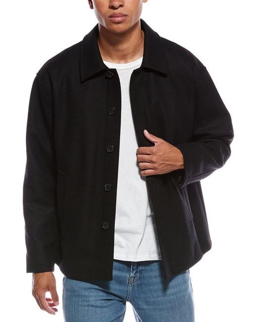 FRAME Black Textured Wool Overshirt Jacket for men