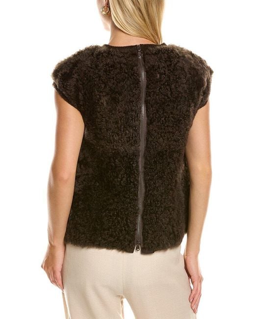 Brunello Cucinelli Black Silk-lined Shearling Top