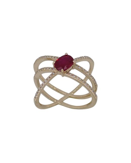 Diana M White Fine Jewelry 14k Rose Gold 1.28 Ct. Tw. Diamond & Ruby Ring