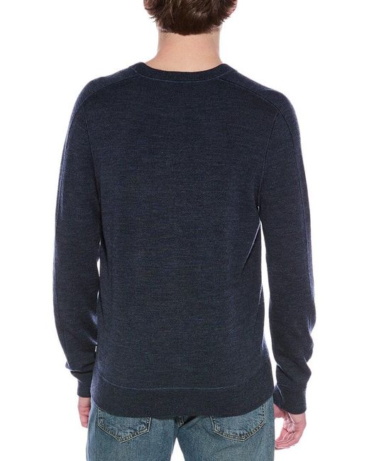 Boss Blue Wool Crewneck Sweater for men