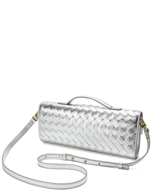 Tiffany & Fred Paris Gray Woven Leather Clutch