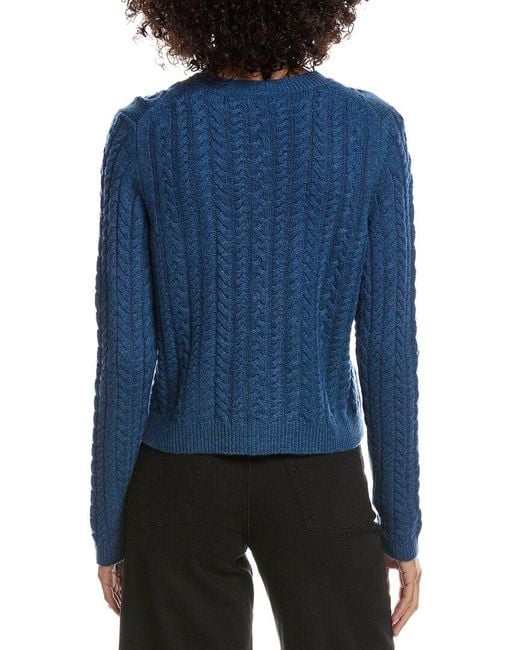 Forte Blue Cable Wool & Cashmere-Blend Cardigan
